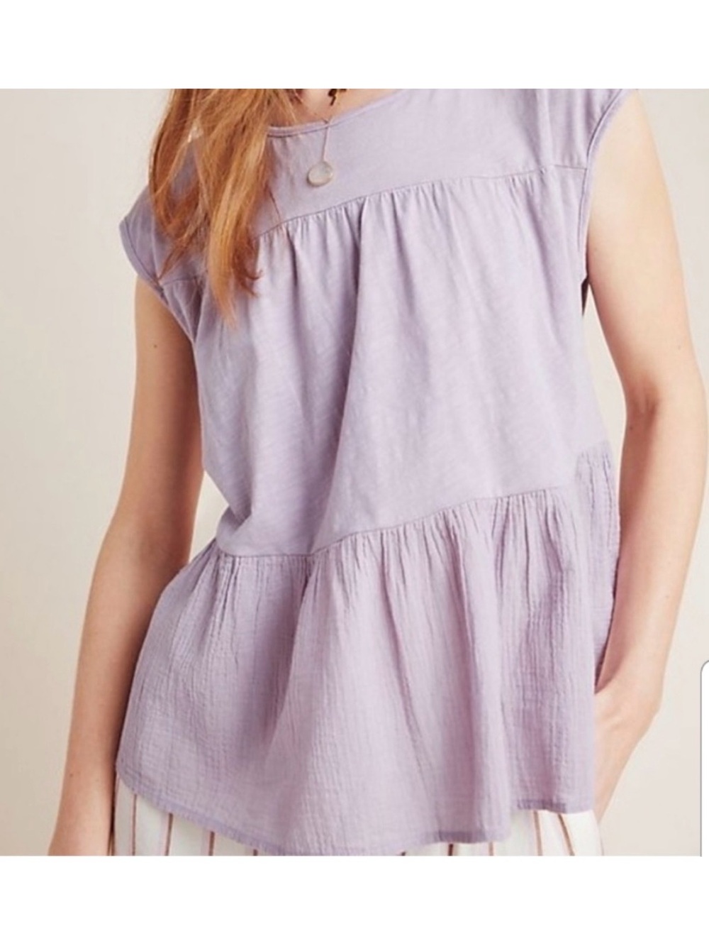 Velvet by Graham & Spencer Kirby Babydoll Top Size Medium in Lavender